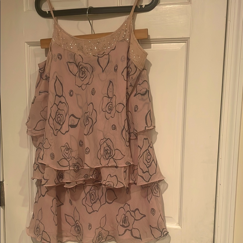 Floral Layered two piece set with Beaded Neckline
